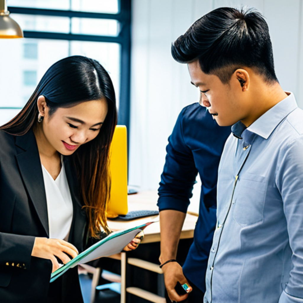 A group of diverse Thai entrepreneurs collaborating on a project in a modern co-working space in Bangkok, fully clothed, appropriate attire, safe for work, perfect anatomy, natural proportions, professional, high-resolution, vibrant colors, showcasing teamwork and innovation.