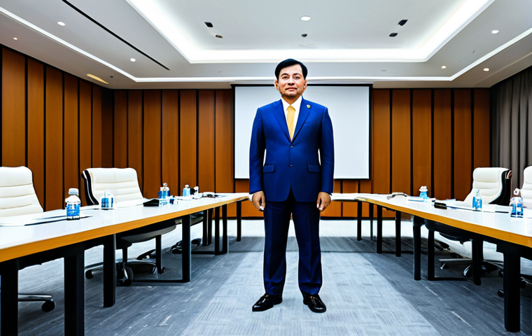 **
"A fully clothed Thai government official in a professional, modest suit, attending a digital policy discussion in a modern, bright conference room in Bangkok. Appropriate attire, safe for work, perfect anatomy, natural proportions, professional photography, high quality, family-friendly."
**