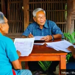 Home 20 집단지성과 사회적 가치 창출 - A vibrant community workshop scene in a Southeast Asian village setting, featuring diverse local adu...